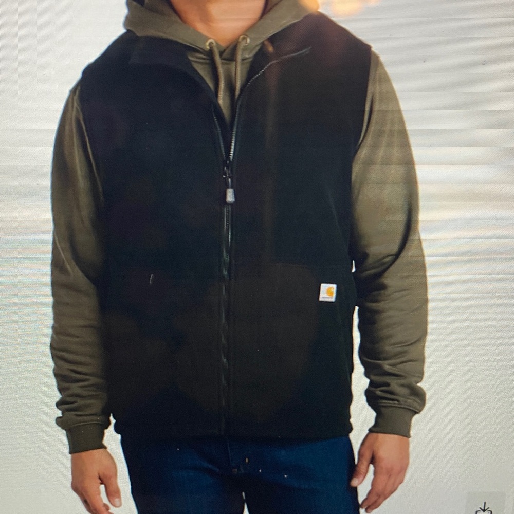 Carhartt Men’s Textured Fleece Vest Full-Zip Relaxed Fit Black Large